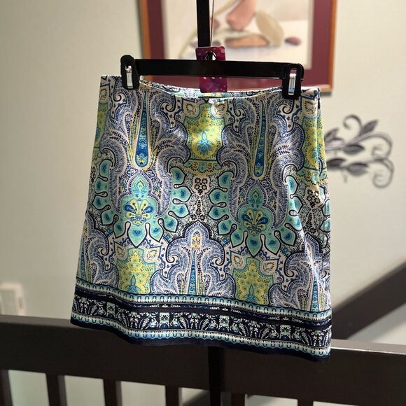 Talbots Vibrant Blue and Yellow Pencil Skirt #DO197 - Picture 3 of 6